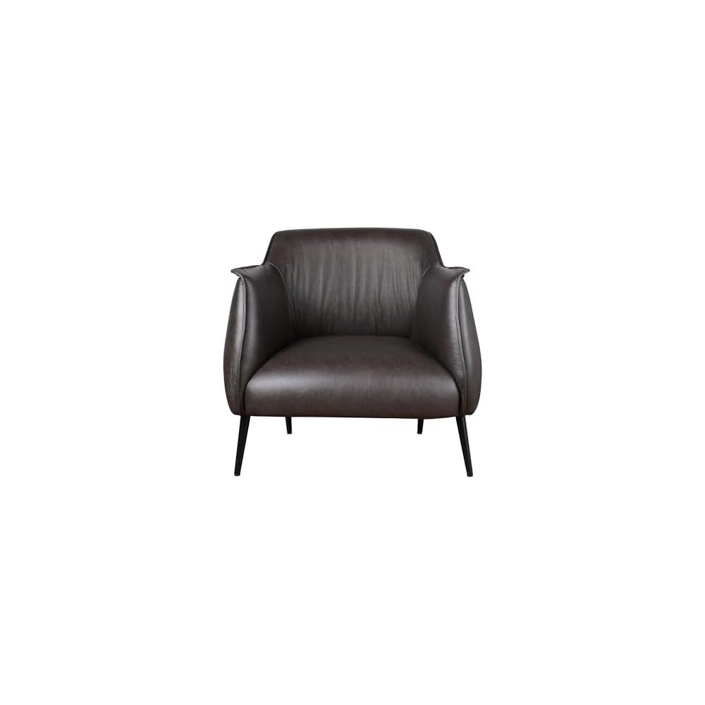 Lexicon Single Sofa Chair for Living Room Accent Chair, Faux Leather Chair with Sturdy Metal Legs, Upholstered Armchair Comfy Chair for Bedroom/Office/Waiting Room, Brown