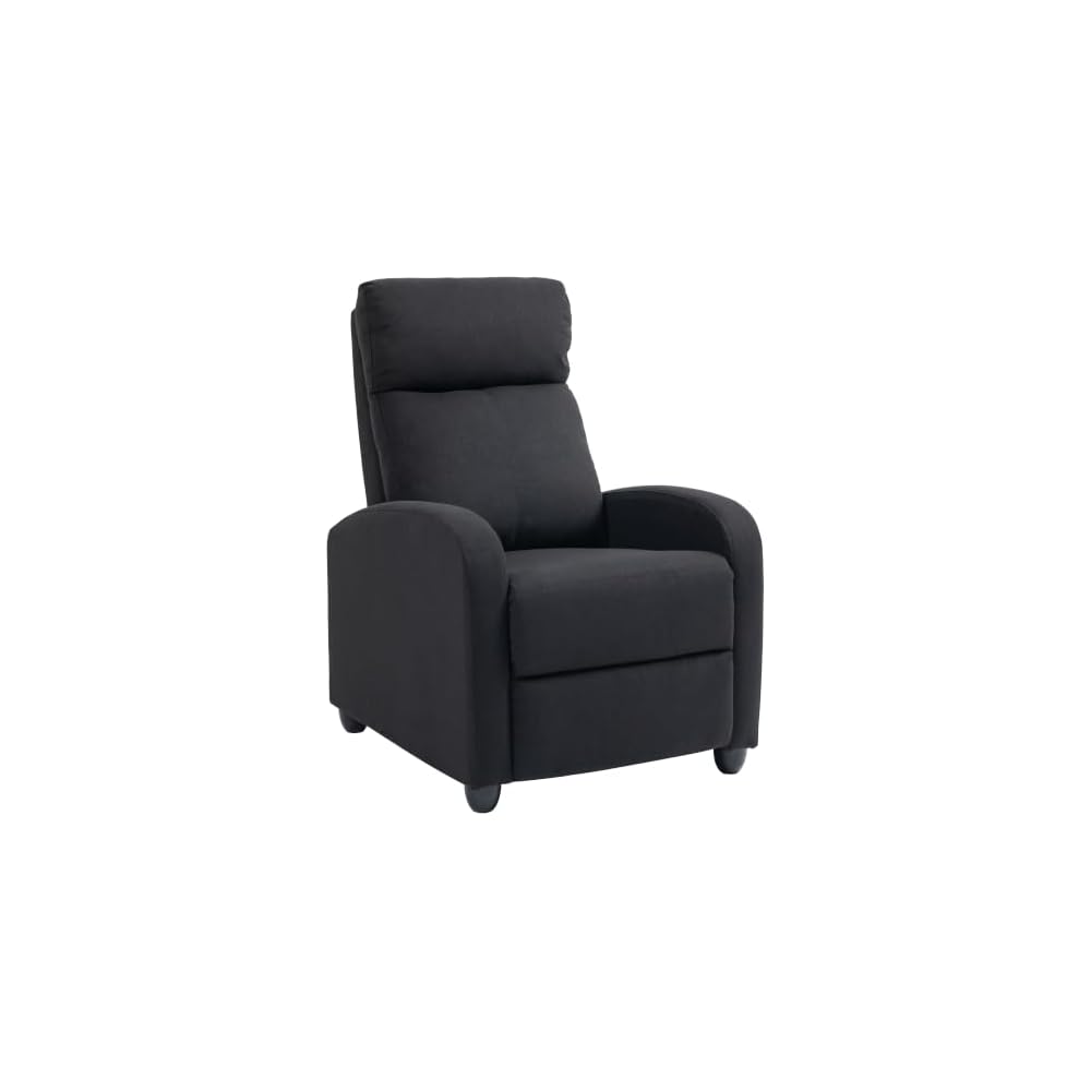 HOMCOM Manual Reclining Relax Armchair with Footrest, Reclining Armchair Upholstered in Linen and Steel Effect Fabric for Bedroom, Living Room and Living Room, Black
