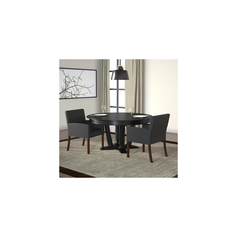 Boss Office Products Reception Box Arm Chair with Mahogany Finish in Black (B629M)