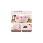 Merax 102.3" Oversized Double Chaise Lounge Indoor, Comfy Corduroy Upholstered Loveseat Sleeper Sofa Bed, Deep Seat Cloud Couch with USB Ports and Throw Pillows for Living Room, Pink