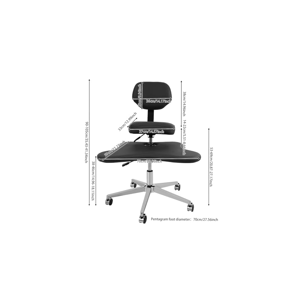 Ergonomic Cross Legged Office Chair Mobile Cross Chair with Wheels, Adjustable Height Computer Chair with Back Support for Yoga Home Office