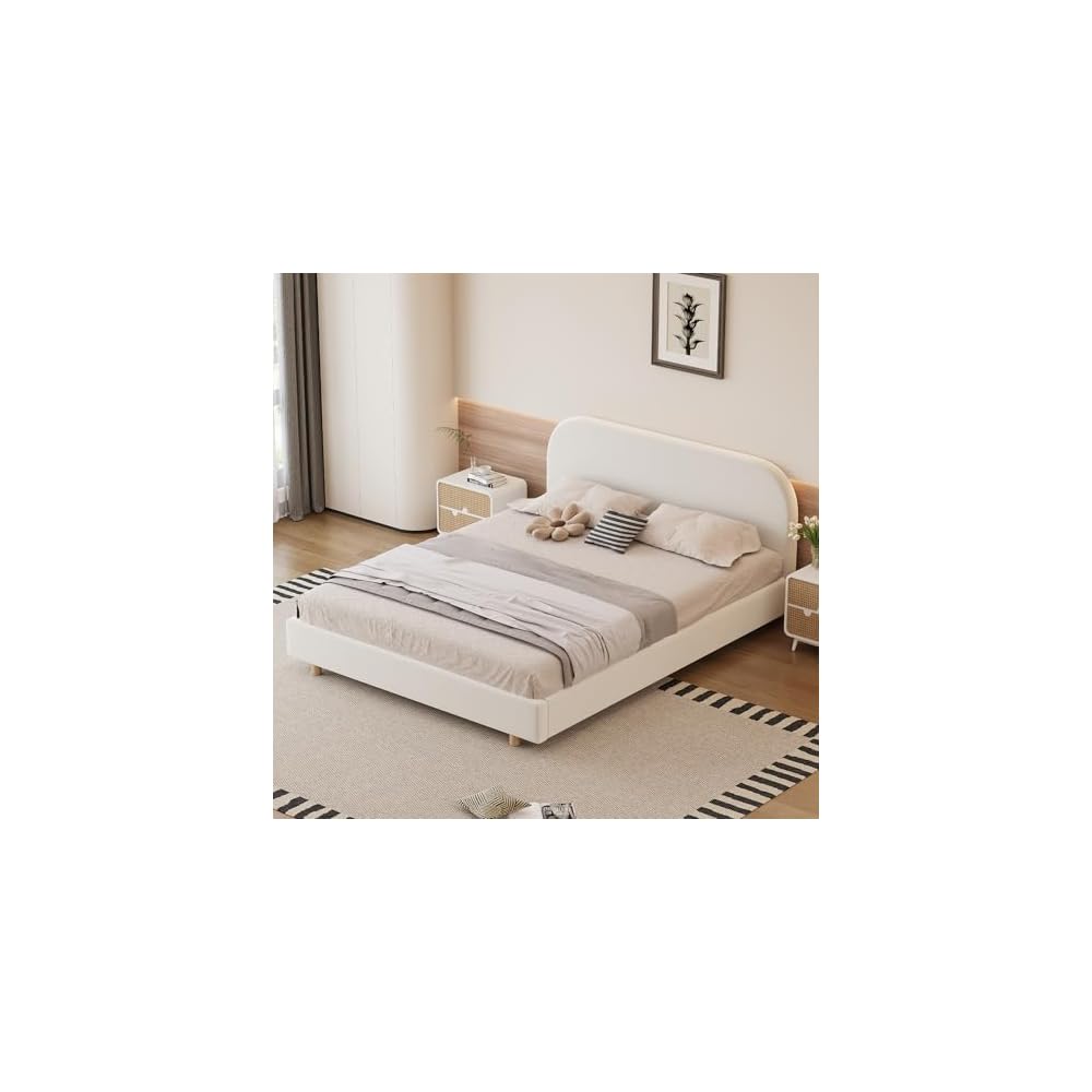 Luxurious Velvet Queen Size Upholstered Platform Bed