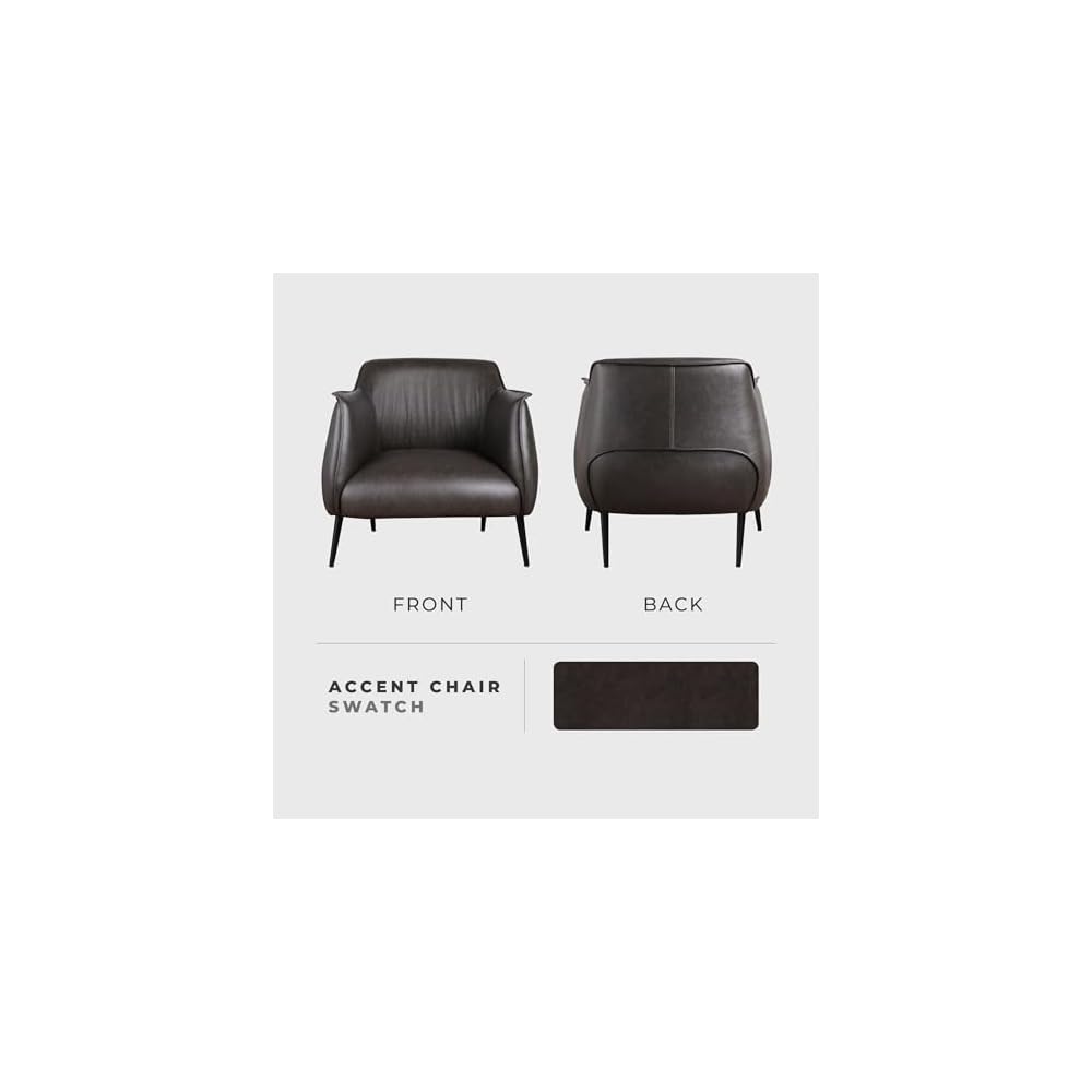 Lexicon Single Sofa Chair for Living Room Accent Chair, Faux Leather Chair with Sturdy Metal Legs, Upholstered Armchair Comfy Chair for Bedroom/Office/Waiting Room, Brown