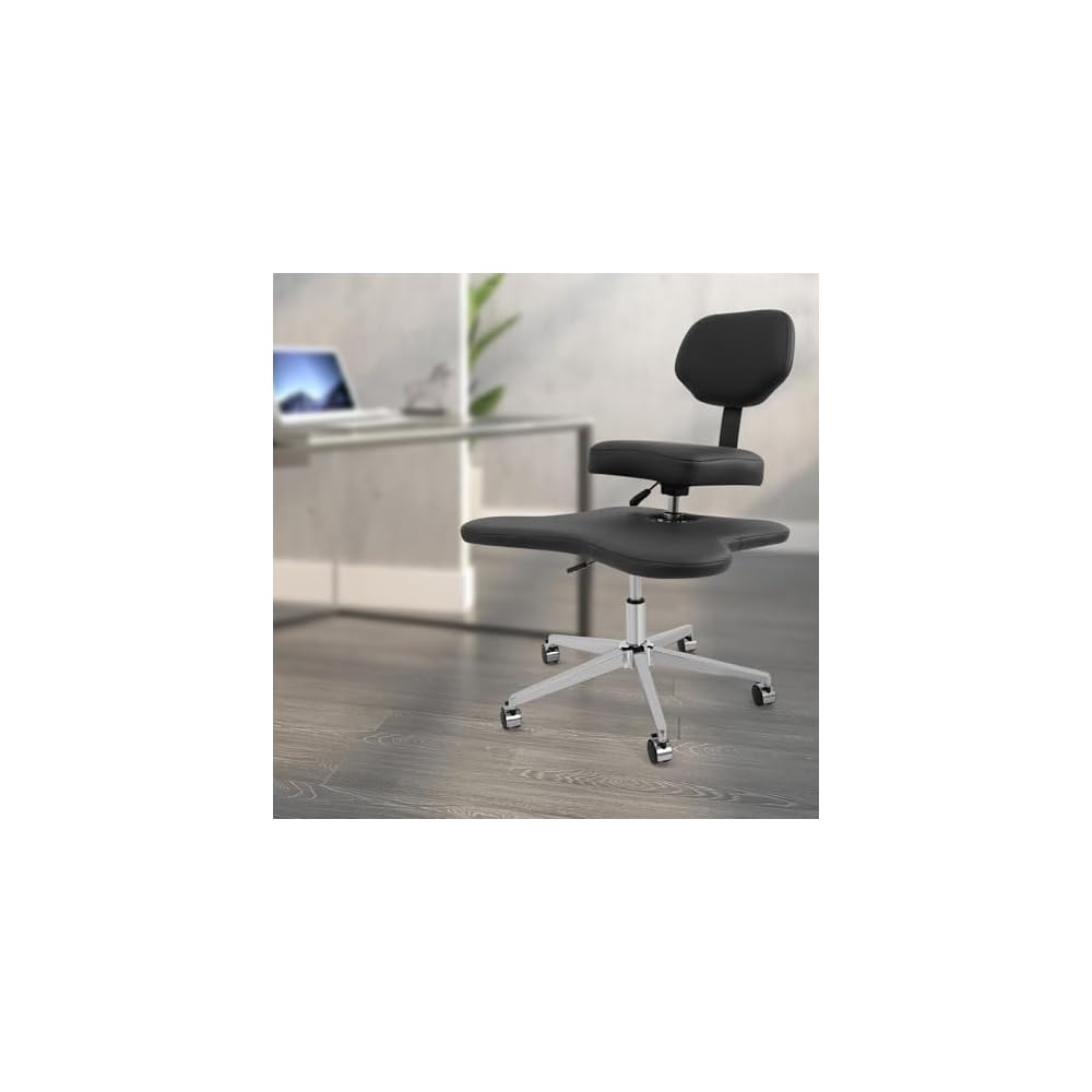 Ergonomic Cross Legged Office Chair Mobile Cross Chair with Wheels, Adjustable Height Computer Chair with Back Support for Yoga Home Office