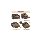 56.9" Pull Out Sofa Bed with USB Ports, 3 in 1 Convertible Sleeper Sofa Bed with Adjustable Backrest & Phone Holder, Chenille Loveseat Pullout Futon Couch for Living Room, Bedroom,RV (Brown)