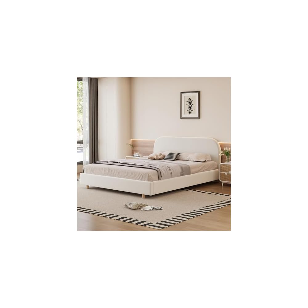 Luxurious Velvet Queen Size Upholstered Platform Bed