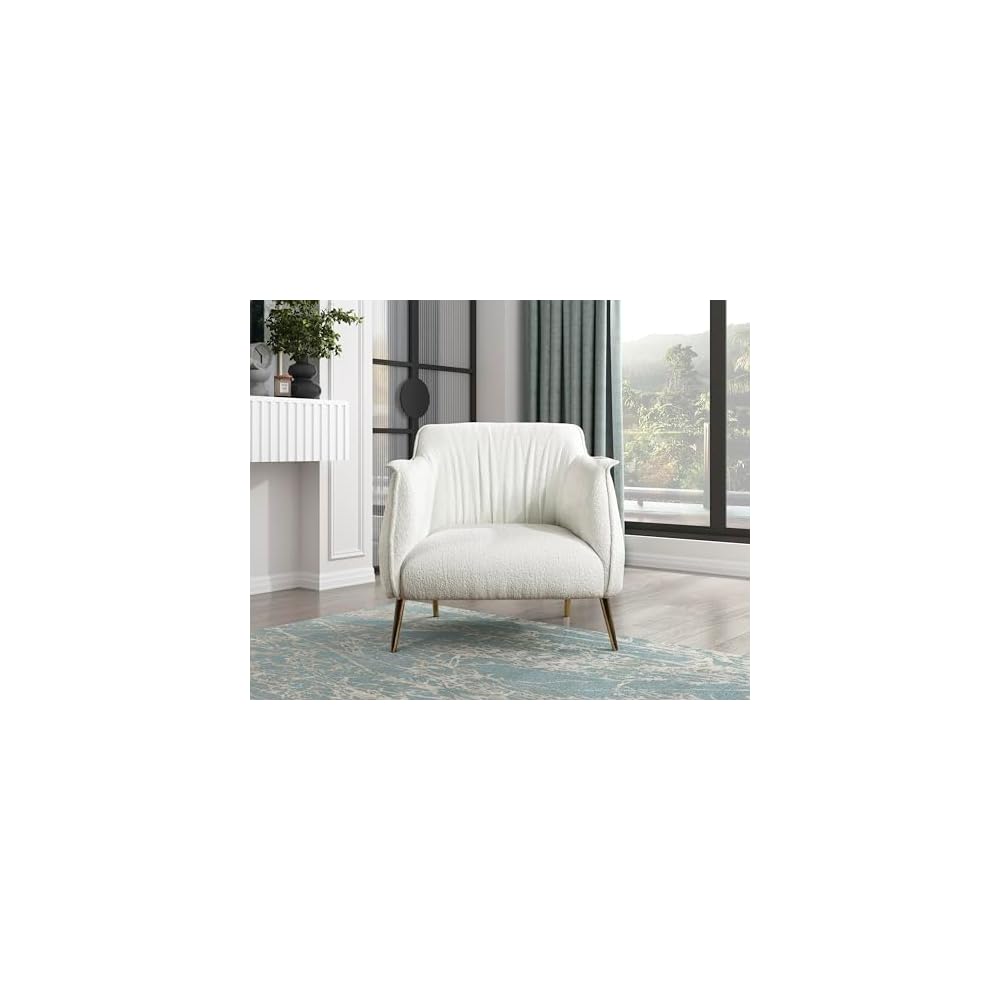 Lexicon Single Sofa Chair for Living Room Accent Chair, Faux Leather Chair with Sturdy Metal Legs, Upholstered Armchair Comfy Chair for Bedroom/Office/Waiting Room, Brown