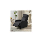 HOMCOM Manual Reclining Relax Armchair with Footrest, Reclining Armchair Upholstered in Linen and Steel Effect Fabric for Bedroom, Living Room and Living Room, Black