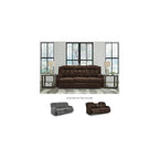 Signature Design by Ashley Free Wake Contemporary Dual Sided Power Reclining Sofa with Drop Down Table and USB Ports, Dark Brown