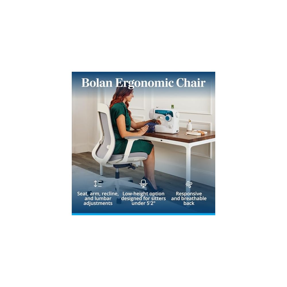 UPLIFT DESK Bolan High Back Ergonomic Office Chair - Lumbar Support, Mesh Back, 4D Armrests, and 40° Recline Desk Chair with 11-Point Adjustability, Cylinder Options, 300 lb Capacity (Fog)