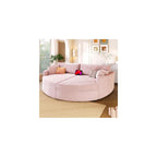 Merax 102.3" Oversized Double Chaise Lounge Indoor, Comfy Corduroy Upholstered Loveseat Sleeper Sofa Bed, Deep Seat Cloud Couch with USB Ports and Throw Pillows for Living Room, Pink