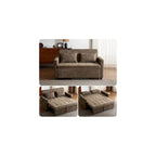 56.9" Pull Out Sofa Bed with USB Ports, 3 in 1 Convertible Sleeper Sofa Bed with Adjustable Backrest & Phone Holder, Chenille Loveseat Pullout Futon Couch for Living Room, Bedroom,RV (Brown)