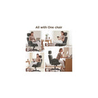 FiveWillowise Cross Legged Office Chair with Flip-up Arms&Hight Back,Grey