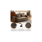56.9" Pull Out Sofa Bed with USB Ports, 3 in 1 Convertible Sleeper Sofa Bed with Adjustable Backrest & Phone Holder, Chenille Loveseat Pullout Futon Couch for Living Room, Bedroom,RV (Brown)
