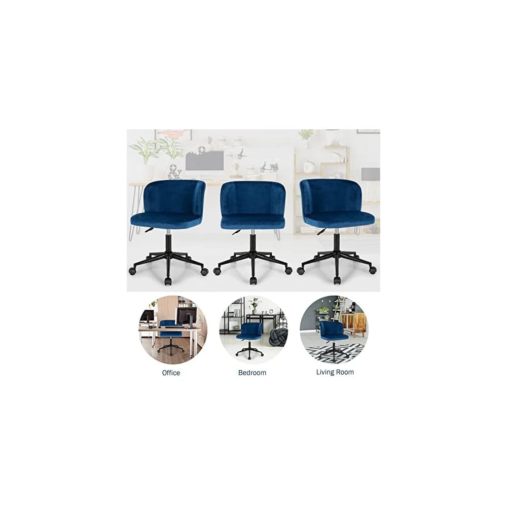 Velvet Home Office Leisure Vanity Chair Armless Adjustable Swivel(E)