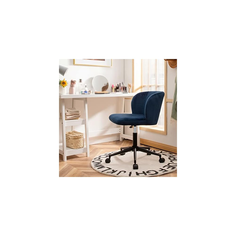 Velvet Home Office Leisure Vanity Chair Armless Adjustable Swivel(E)