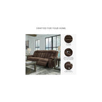Signature Design by Ashley Free Wake Contemporary Dual Sided Power Reclining Sofa with Drop Down Table and USB Ports, Dark Brown