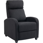 HOMCOM Manual Reclining Relax Armchair with Footrest, Reclining Armchair Upholstered in Linen and Steel Effect Fabric for Bedroom, Living Room and Living Room, Black