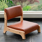 Floor Chair Tatami Chair Made of Wood, high Resilience, Foam Cushion, Solid Wood Back, Perfect for Living Room, Reading, Games, Comfortable Wooden Floor Chair