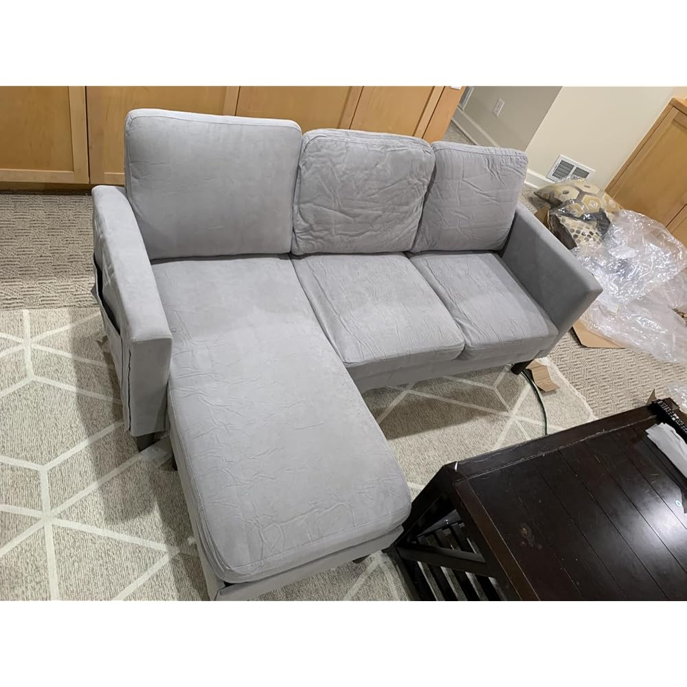 Homall 72" L Shaped Sofa Couches for Small Spaces, Apartment Charcoal Gray