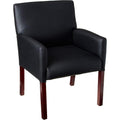 Boss Office Products Reception Box Arm Chair with Mahogany Finish in Black (B629M)