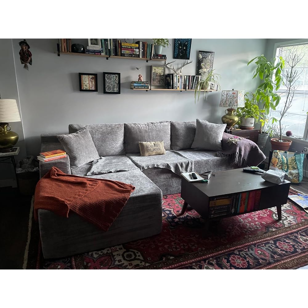 Homall 72" L Shaped Sofa Couches for Small Spaces, Apartment Charcoal Gray
