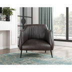 Lexicon Single Sofa Chair for Living Room Accent Chair, Faux Leather Chair with Sturdy Metal Legs, Upholstered Armchair Comfy Chair for Bedroom/Office/Waiting Room, Brown