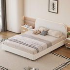 Luxurious Velvet Queen Size Upholstered Platform Bed