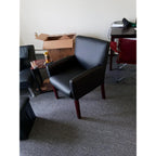 Boss Office Products Reception Box Arm Chair with Mahogany Finish in Black (B629M)